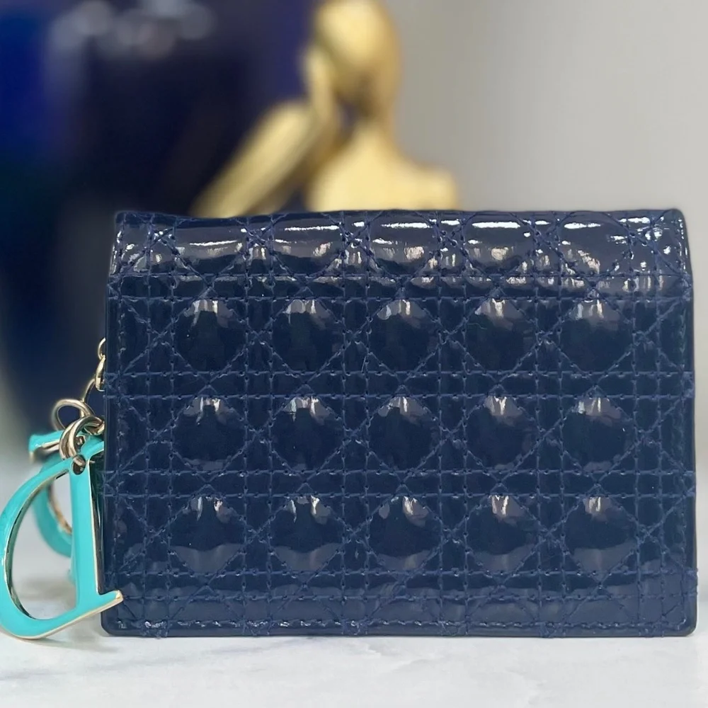 Christian Dior Patent Cannage Lady Dior Card Holder